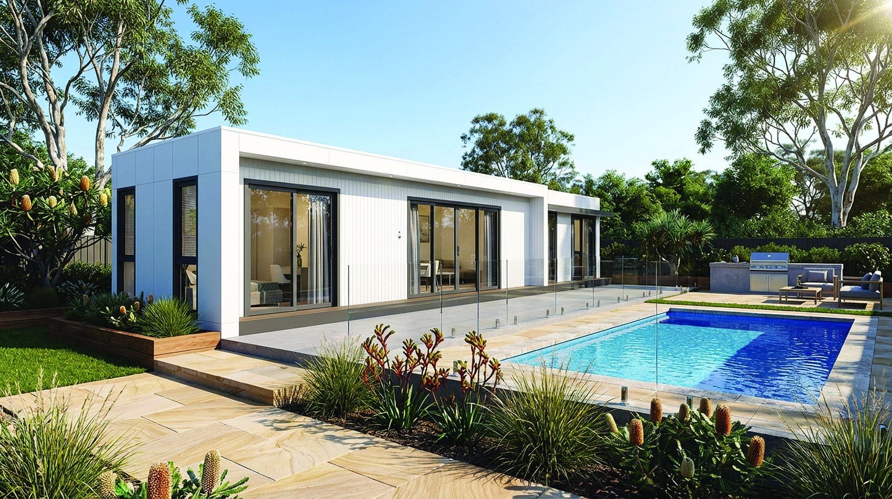 Render of The Lodge Classic two-bedroom modular home exterior