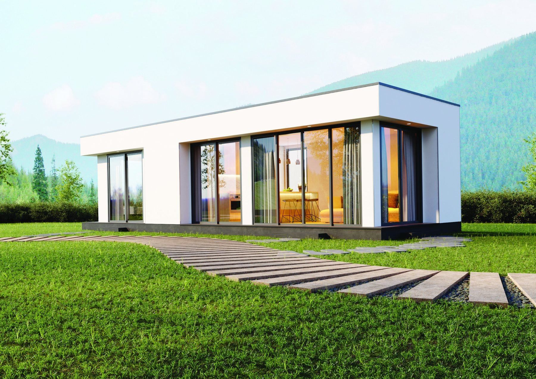 Render of The Lodge Grande one-bedroom modular home exterior